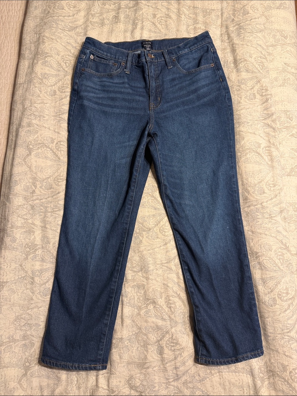 J. Crew Women's Essential Straight Leg Jeans in Dark Blue Denim